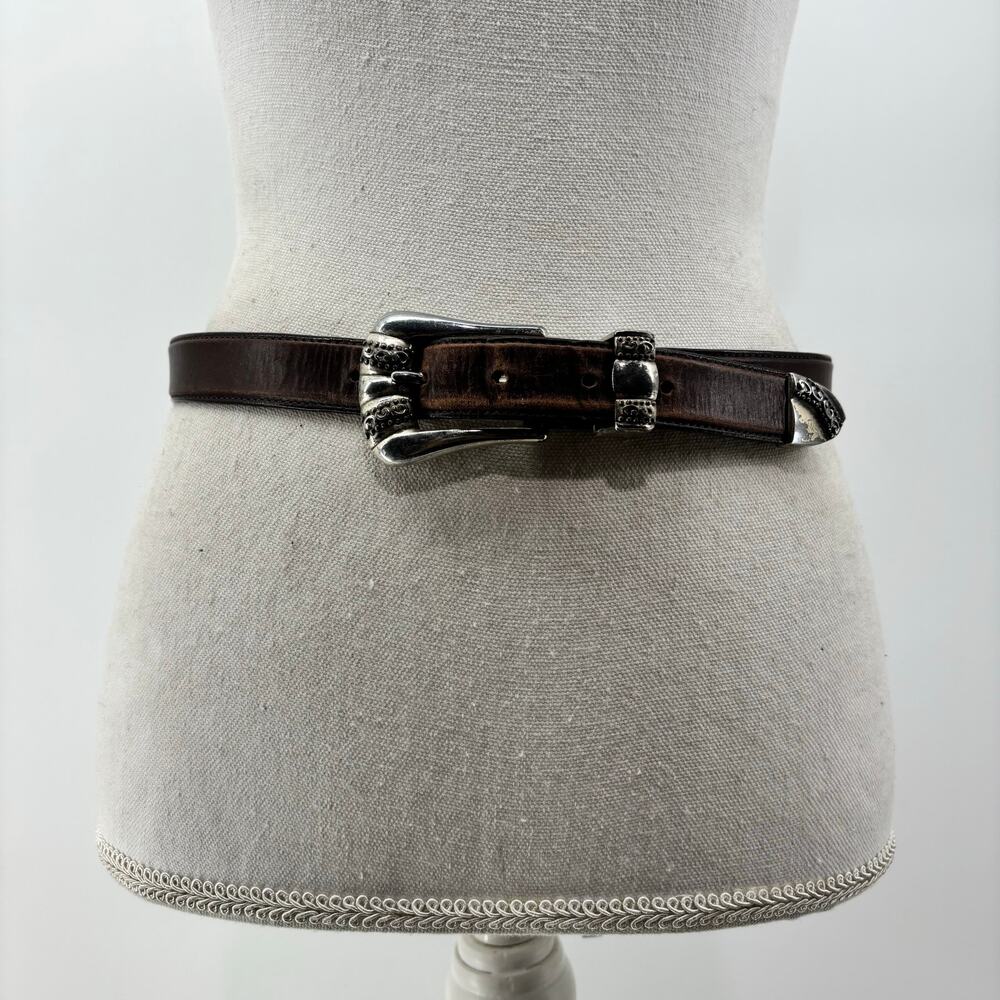 Belt Womens Sz Medium Genuine Leather Brown Leather Boho Glam